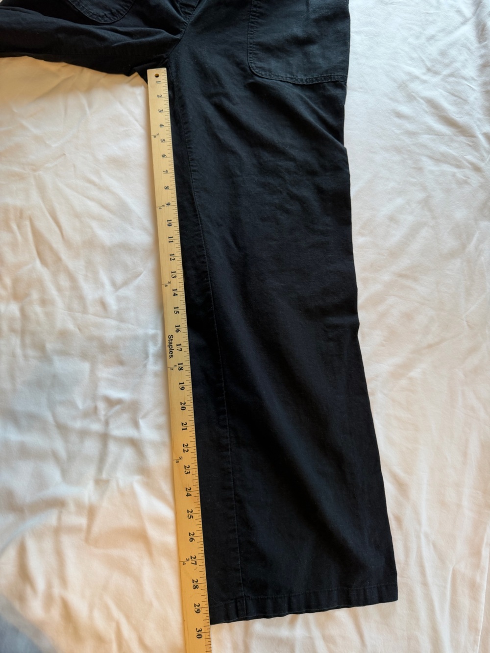 Zara Wide-Leg Black Women's Pants Elastic Waist- Cotton/linen-pockets-Tall/Small - Picture 5 of 12